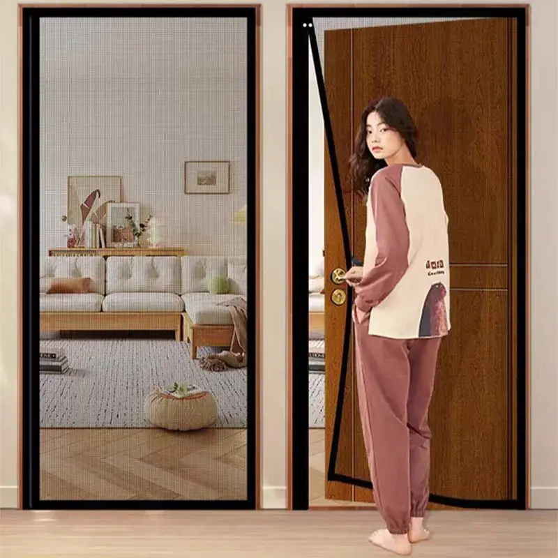 Magnetic door curtain, screen window, side opening mosquito net, bedroom, living room, summer insect proof net can be customized