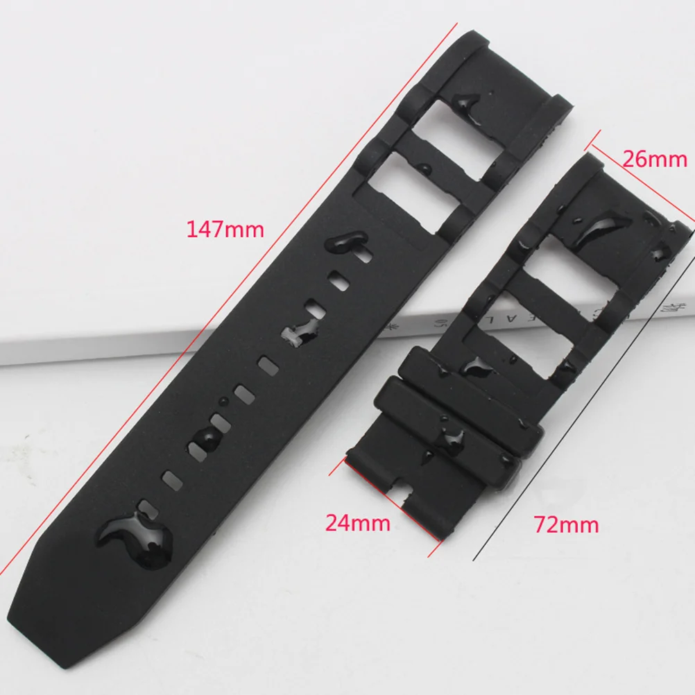 26mm Black Comfortable Silicone Watch Strap Replacement Smart Bracelet for Watchband Waterproof Sports Silica Belt