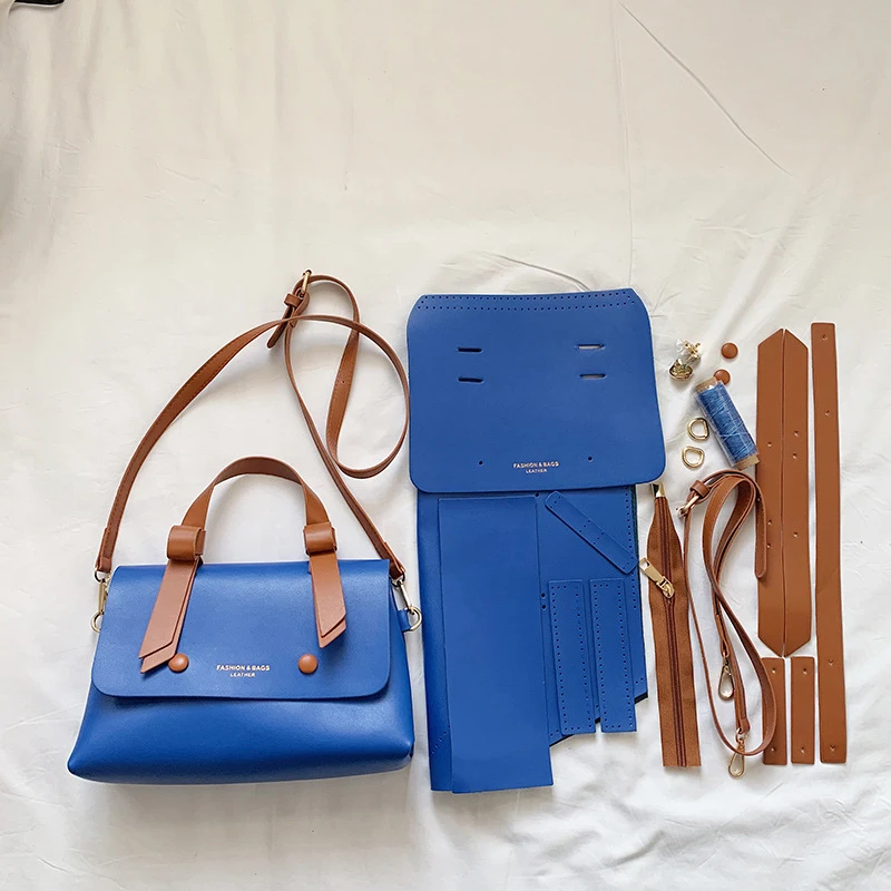 1Set Leather Handmade Stitching Handle Shoulder Bag Material Bag Accessories PU Messenger Bag DIY No Punching Leather Make Tool