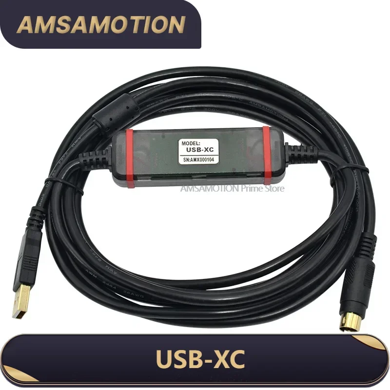 AMSAMOTION USB-XC Gold-plated High Speed Programming Cable Suitable For Xinje XC1 XC2 XC3 XC5 Series PLC USB To RS232 FTDI Chip
