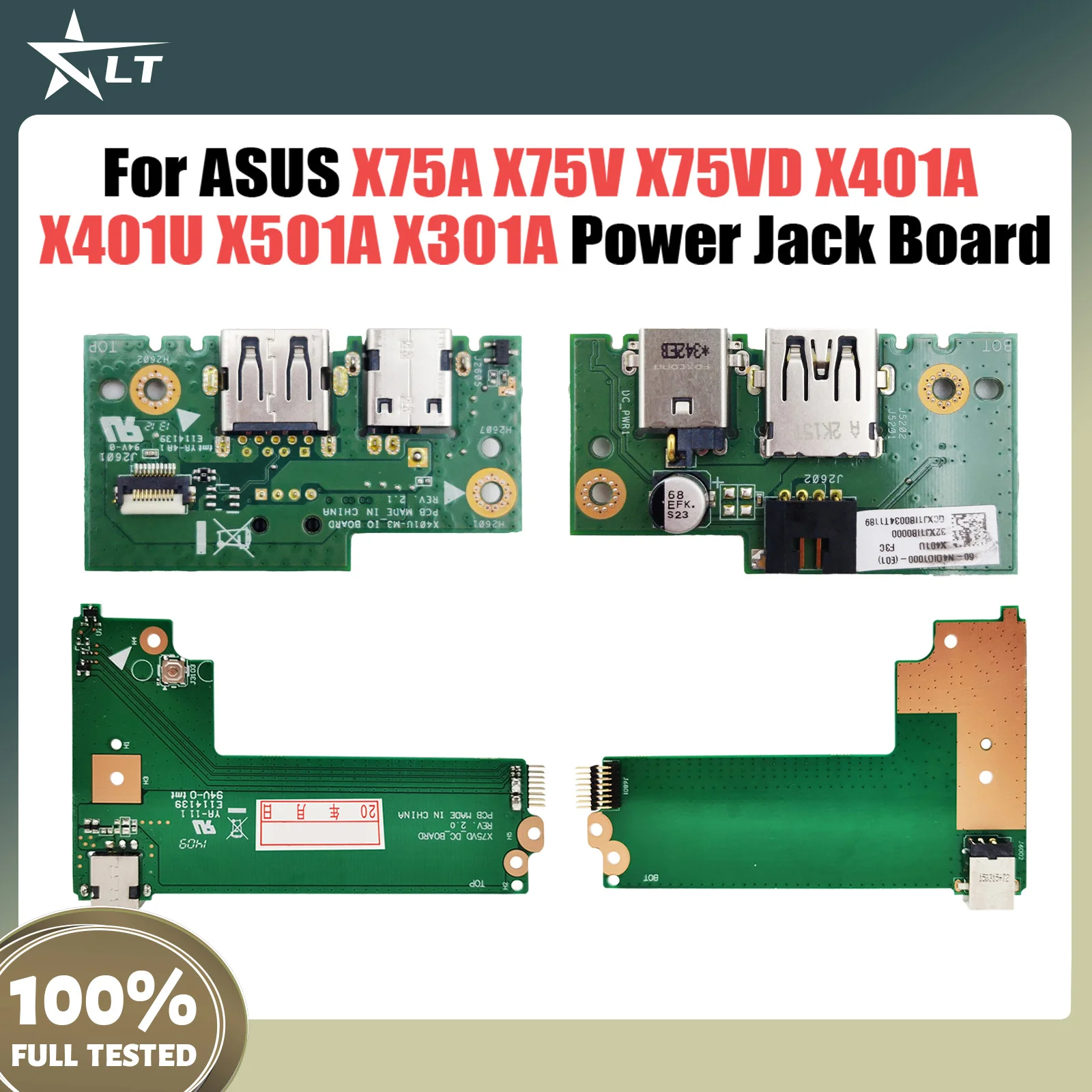 For Asus X75A X75V X75VD X401A X401U X501A X301A DC Power Jack Board 60-NC0DC1000 100% Working Fast Ship