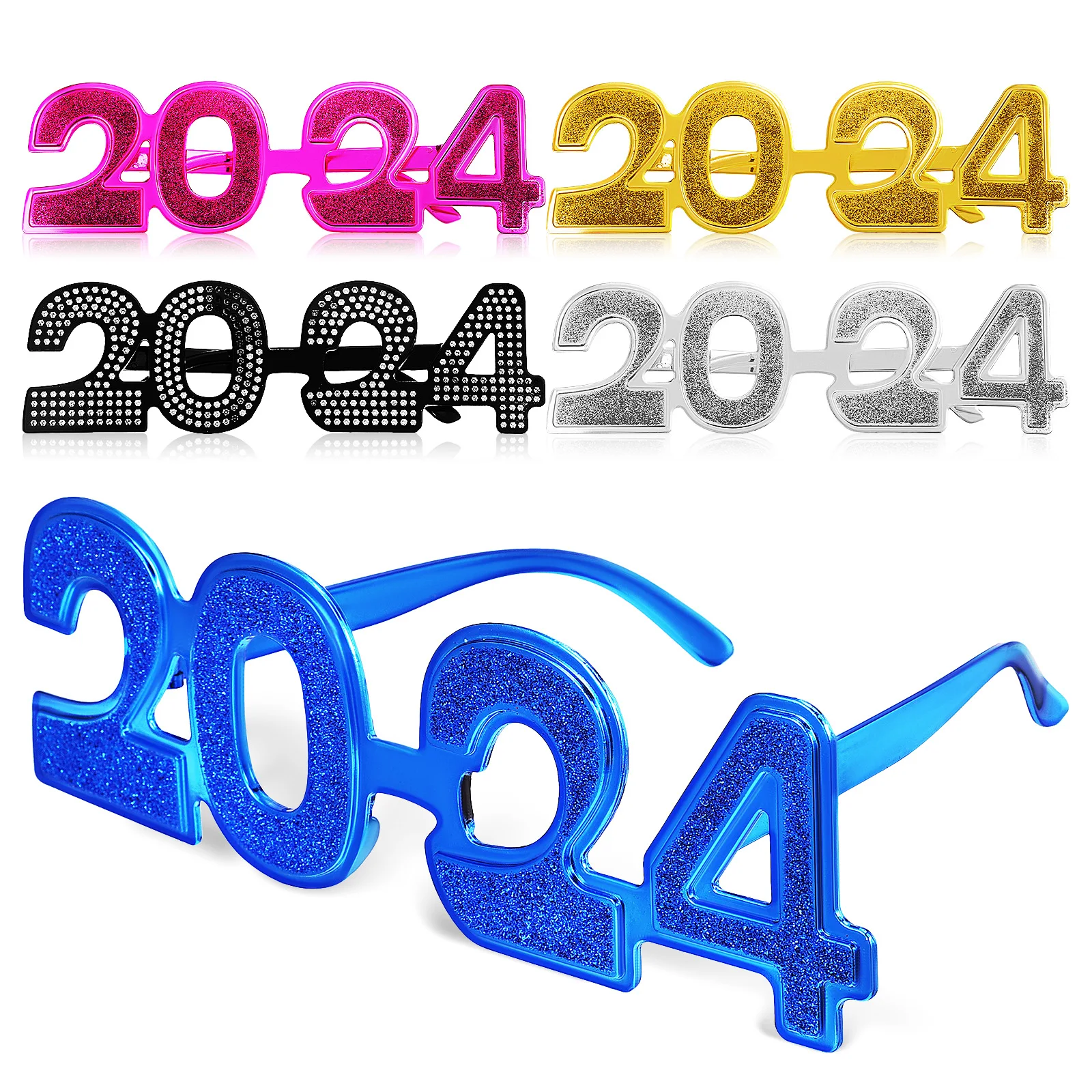

5 pcs 2024 Gold Silver Blue Supplies Black New Year Party Glasses Props Rose Red New Year Party Supplies Eyewear