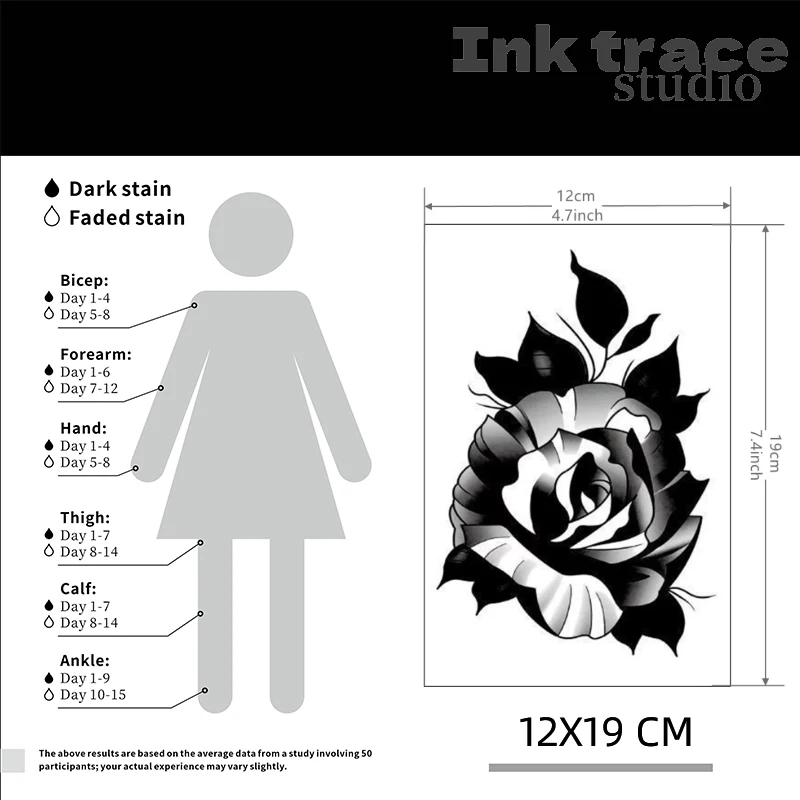 Waterproof Lasting Hand Flower Tattoo Sticker Temporary Body Art Decal Easy Apply Removable Design