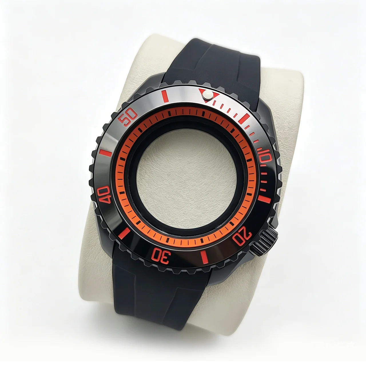 42mm PVD Matte NH35 SKX007 Style Watch Case Set, Sapphire Crystal Exhibition Back Rubber Strap Ceramic Bezel,  Sale DIY Mod