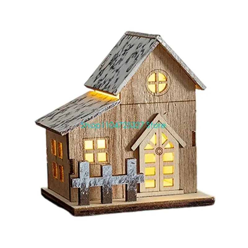 D8KF Christmas cottage, LED lighted Christmas cottage tabletop decoration, create a festive Ambience