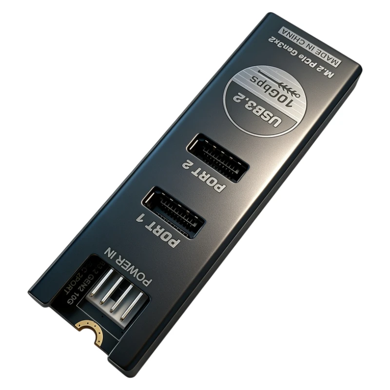 M.2 NVMe M-Key PCIe to Dual Type-E 10G USB3.2 Gen2 Expansion Card ASM3142 Controller Front Panel Type-C Header Adapter With Case