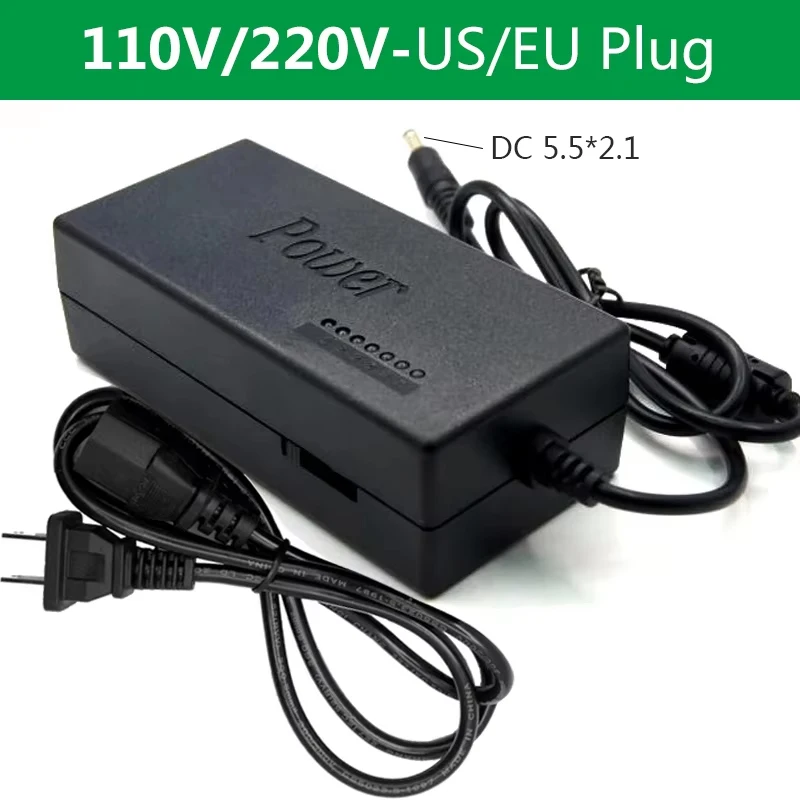 Adaptador de alimentação universal dc 12v/15v/16v/18v/19v/20v/24v 5a carregador 7 velocidades luzes led ajustáveis para ferramenta elétrica eua/ue plug
