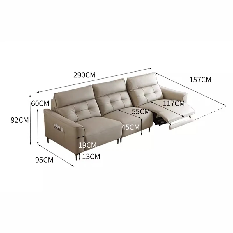 Nordic Living Room Electric Sofa Genuine Leather Minimalist Retractable Electric Sofa Floor Design Sofy Do Salonu Home Furniture