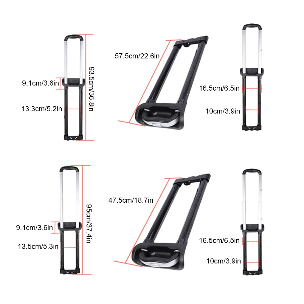 2/3 أقسام لتقوم بها بنفسك الأمتعة مقبض تلسكوبي حمل حقائب الأمتعة استبدال جزء المحمولة مقبض حقيبة الألومنيوم #4