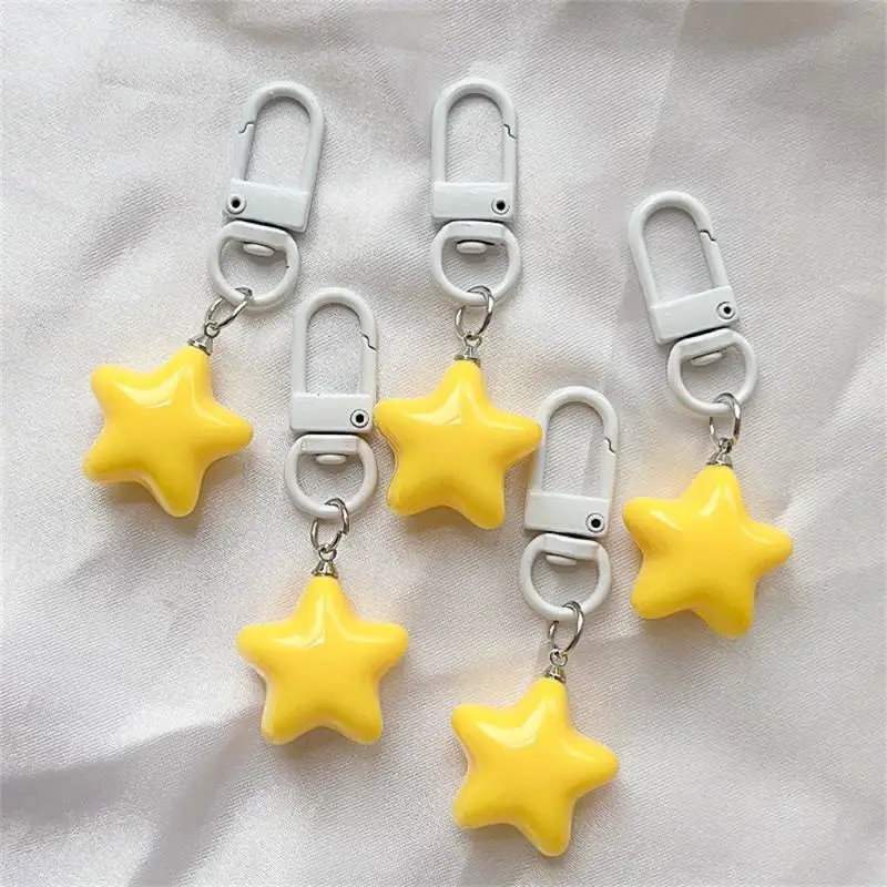 1/2/3PCS Five-pointed Star Pendant Charming 6.6g Cute Cream Star Keychain Girl's Drape Demand Hot Star Keychain Lovely Metal