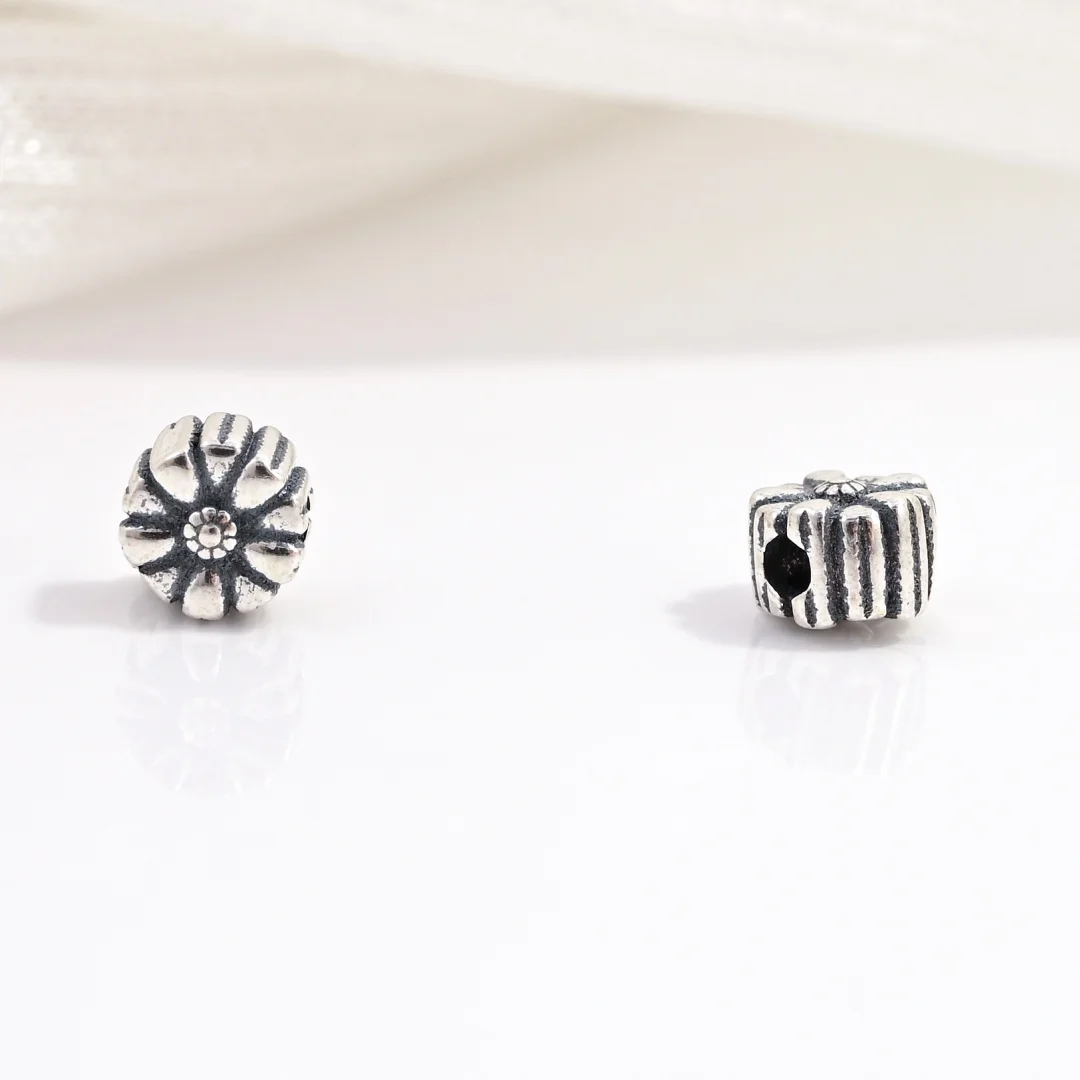 2PCS S925 Sterling Silver Retro Pattern Spacer Beads