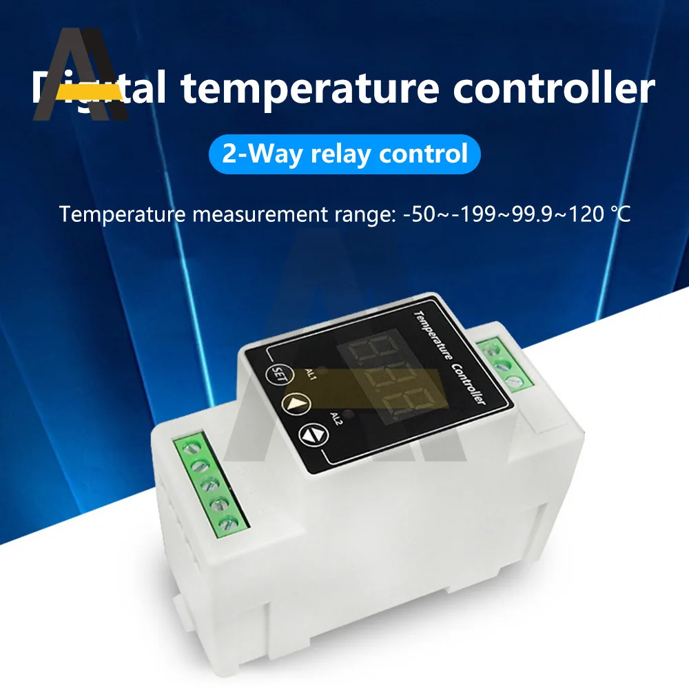 AC100-240V/تيار مستمر 8-24 فولت الدين السكك الحديدية ترموستات جهاز إنذار لدرجة الحرارة تحكم Din السكك الحديدية جبل تحكم للتدفئة التبريد
