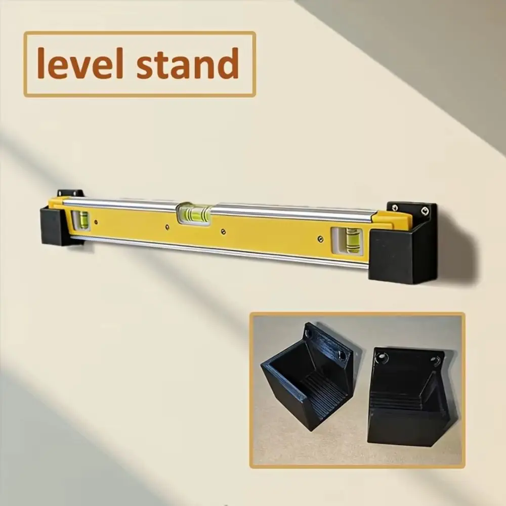 2PCS Plastic Wall Mounted Storage Rack Mounting Holes Ribbed Base Level Tool Holder Open Front Space Saving Spirit Level Holder