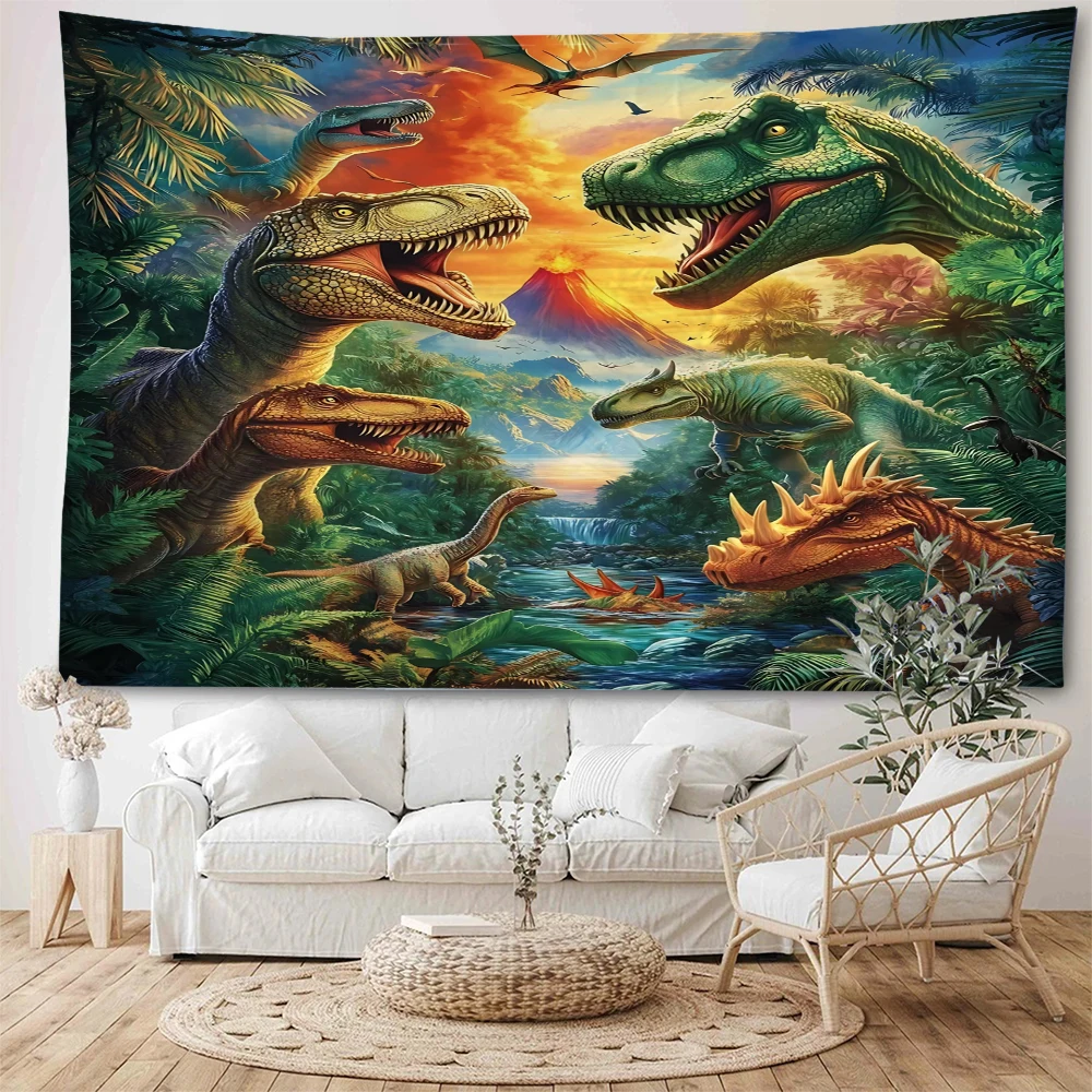 Minimalist Jurassic Park Dinosaur World Colorful Dinosaur Painting Decoration Tapestry Children's Room Decoration Tapestry