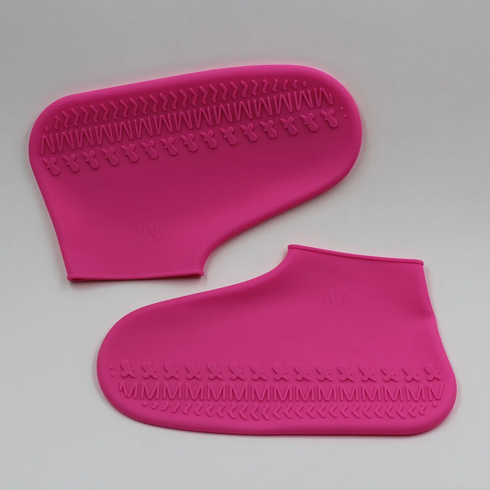 

1Pair Silicone Shoe Covers Rainproof Waterproof Anti-Slip Shoe Protector Unisex Pink Size S for Rain Snow Activity