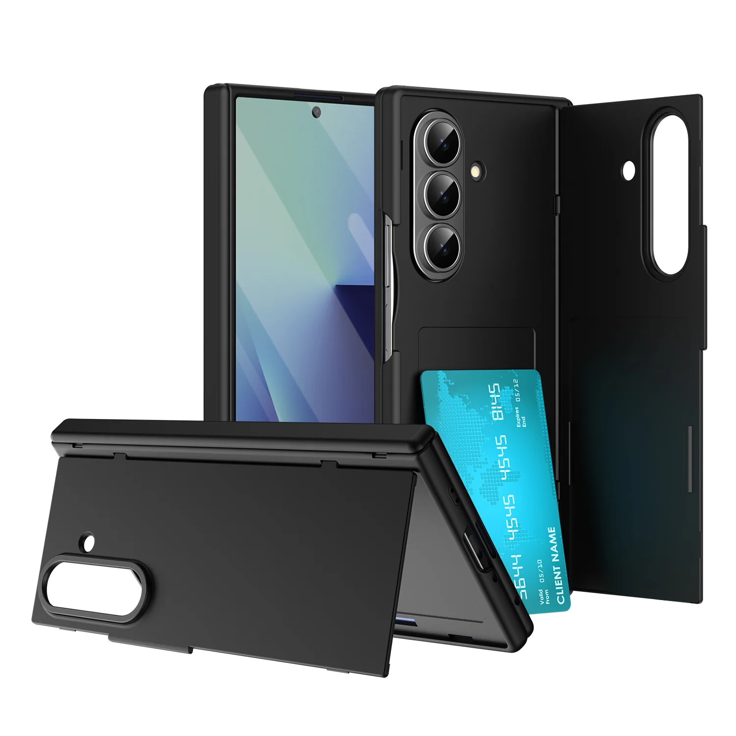 

case for Samsung Z TriFold Three-fold clamshell card holder with full-wrap protective case and film tough shell Shock Proof