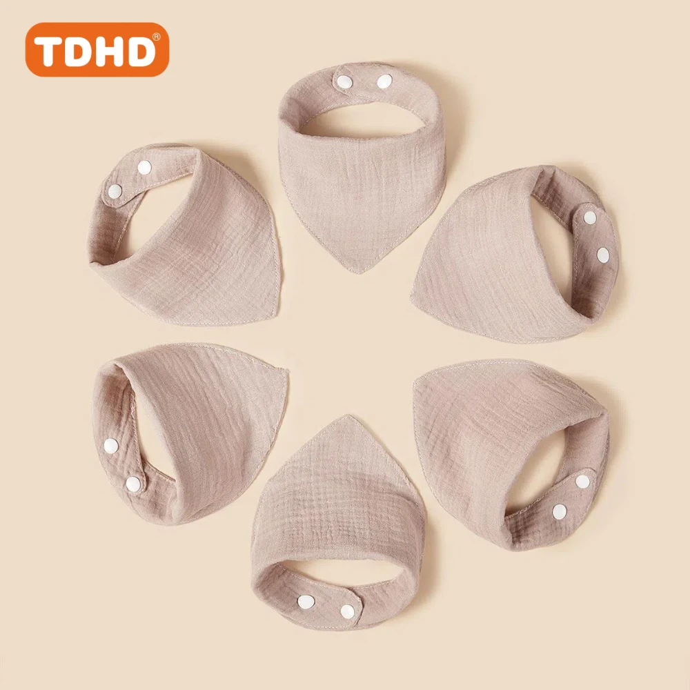 TDHD 7 PCSBaby منشفة سالين من القطن الخالص بلون سادة ناعمة، صديقة للبشرة، ماصة، مريلة موسلين ملونة عصرية سريعة