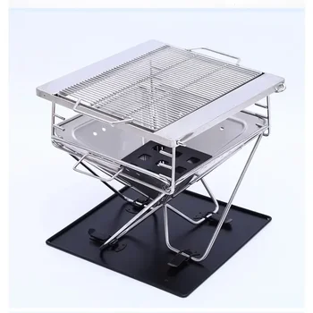 Kuchenka zewnętrzna Camping przenośny składany grill wielofunkcyjny ogień ze stali nierdzewnej muszla grill na drewno płonący ognisko 2024
