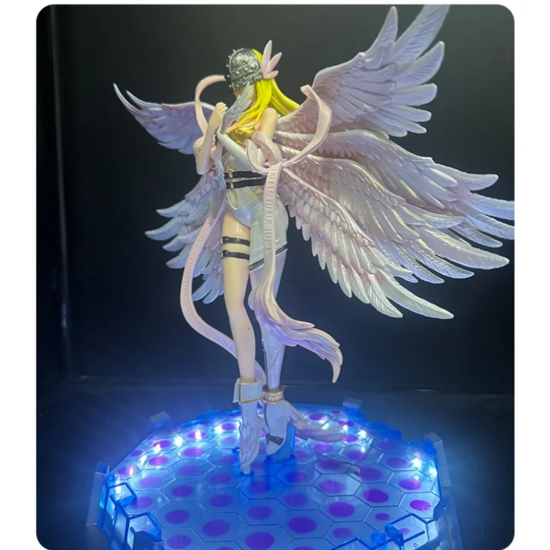28cm Anime Digimon Adventure Figures Angewomon Angemon Led Action Figurines Statue Model Collection Toys Children Gift Toy