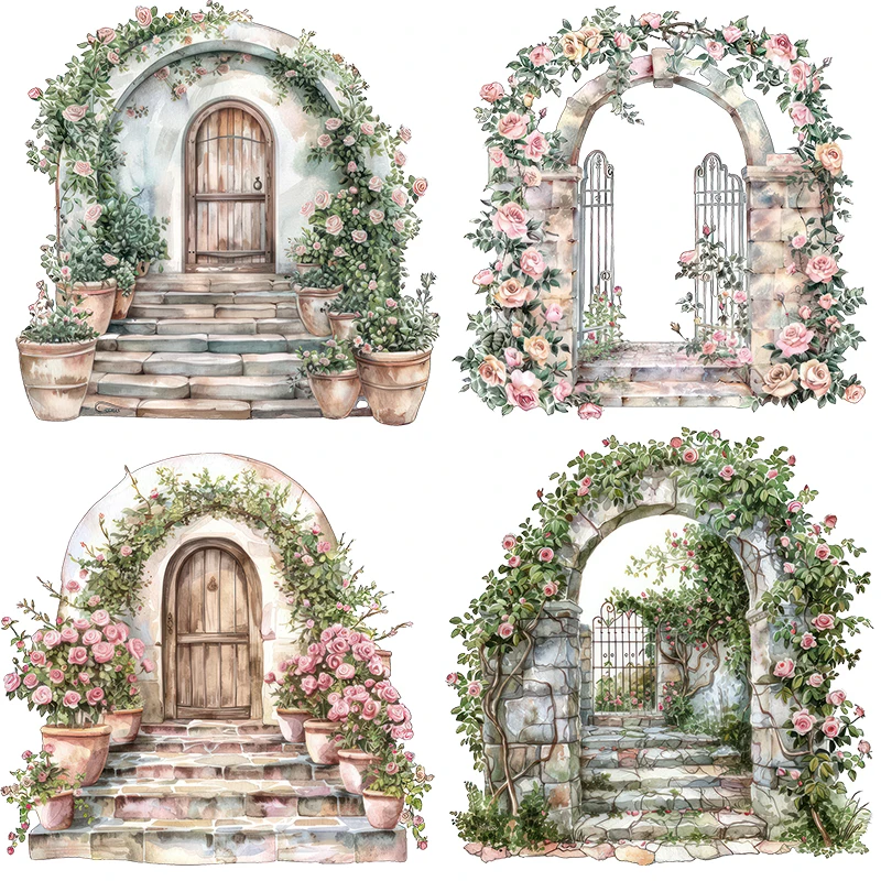 Three Ratels QL136 Romantic pastoral style rose wall watercolor art wall stickers for home decoration