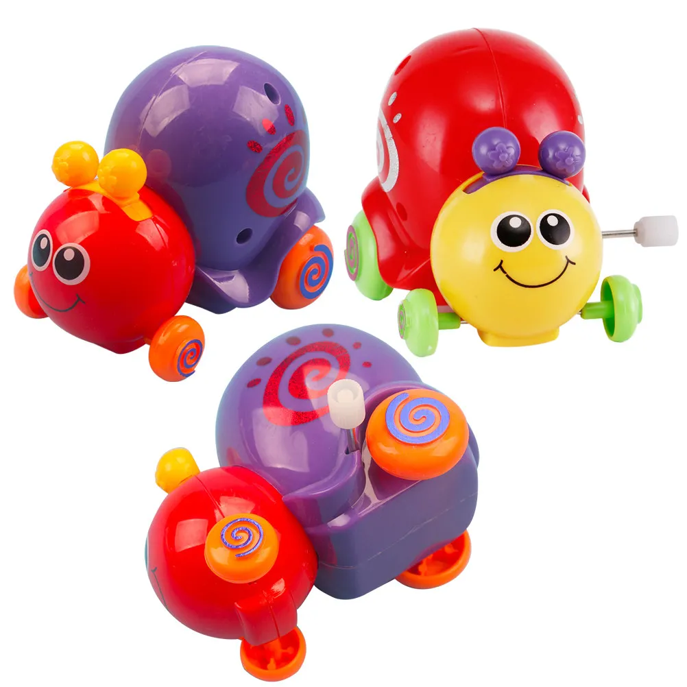 3Pcs Snail Shaped Cartoon Clockwork Wind Up Kids Plaything Early Learning Preschool Fun Plaything Clockwork Toy