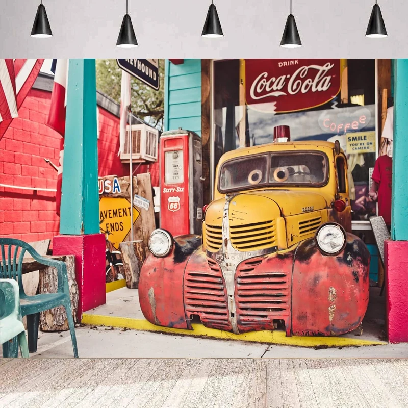 Фотофон исторический путь 66 для селигмана города мелочи со старыми автомобилями фон для Route 66 ThemeTravel вечерние Decor