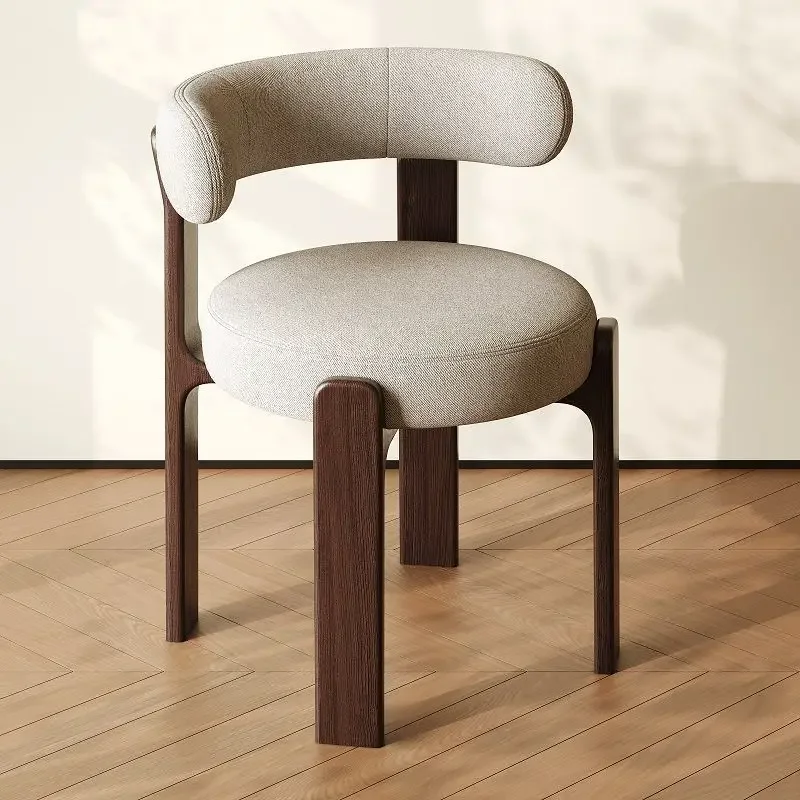 Nordic style oak solid wood soft bag dining chair complete furniture makeup antique dining chair household Italian style