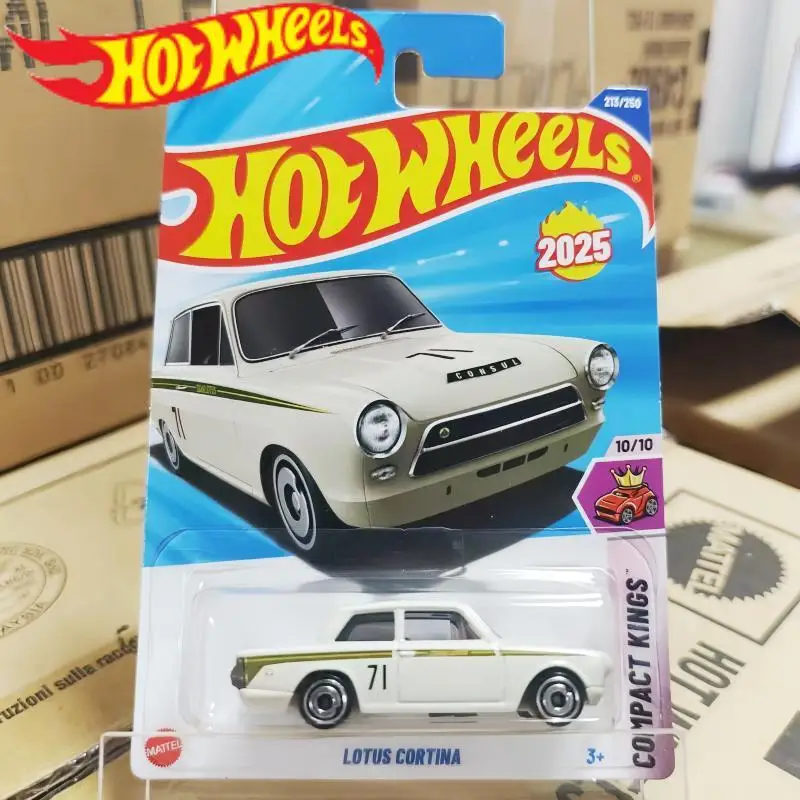 오리지널 2025L 핫휠 자동차 로터스 코르티나 남자아이 장난감 1/64 다이캐스트 자동차 미니어처 금속 모델 컴팩트 킹스 생일 선물