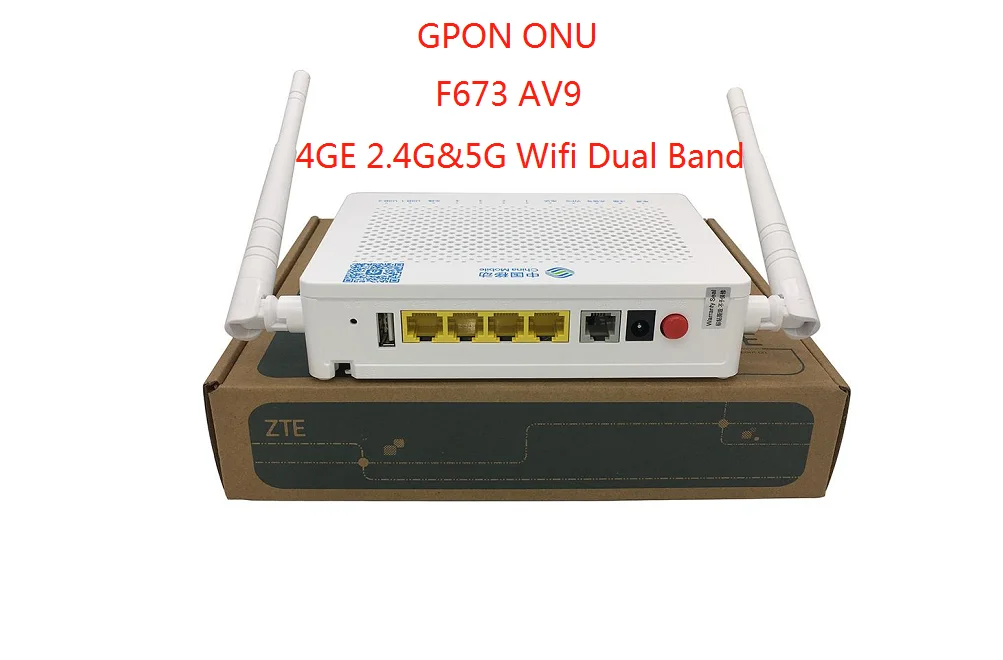 Original new ZTE F673AV9 F673AV9a Secondhand GPON ONU ONT 4GE WLAN 2.4G/5G WIFIOPTICAL NETWORK TERMINAL MODEM ENGLISH VERSION