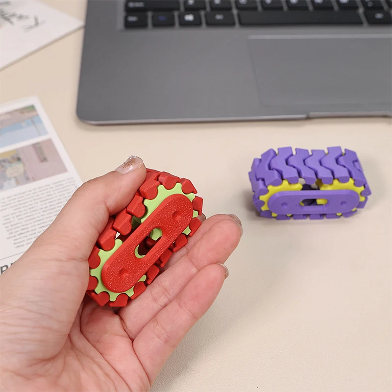 3D Printed Gear Fidget Toy, Antistress Fidget Track Toy, Stress Relief Sensory Toy for Adults, Anti-Anxiety Desk Fidget Gift