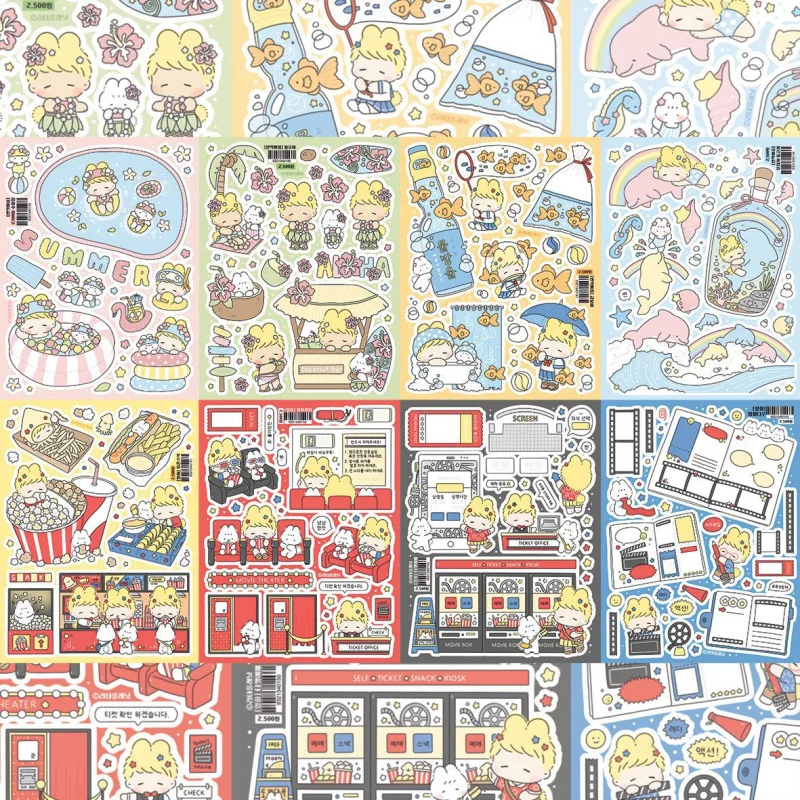 Korea Waterproof Cute Cartoon Girl Stickers Ipad Phone Case Handbook Diary Planner Notebook Scrapbook DIY Decorative Stickers