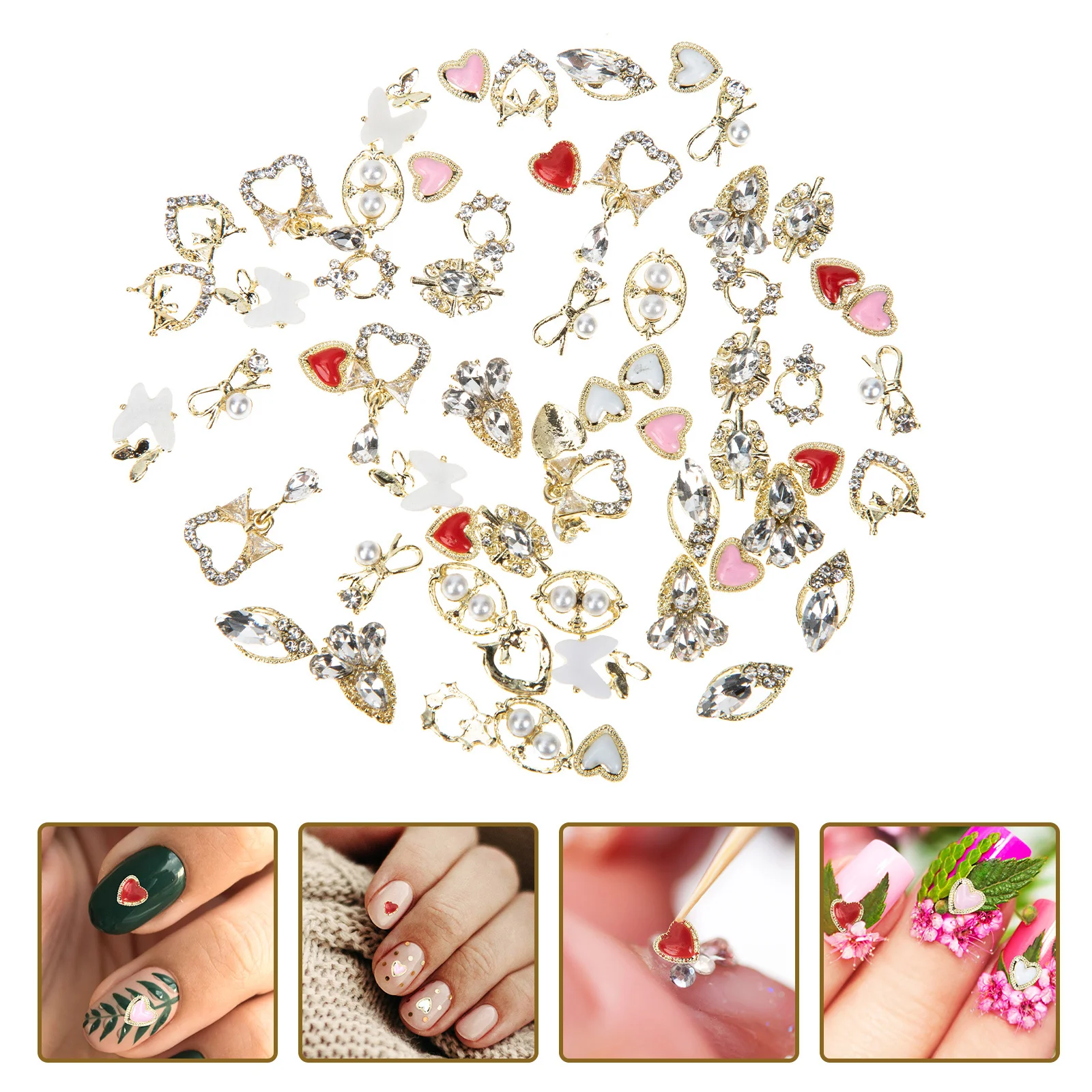 

60pcs Alloy Art Charms Bow Decor For Manicure Jewelry Diy Nail Ornament Kawaii Nail Decorations Unique Nails Decors