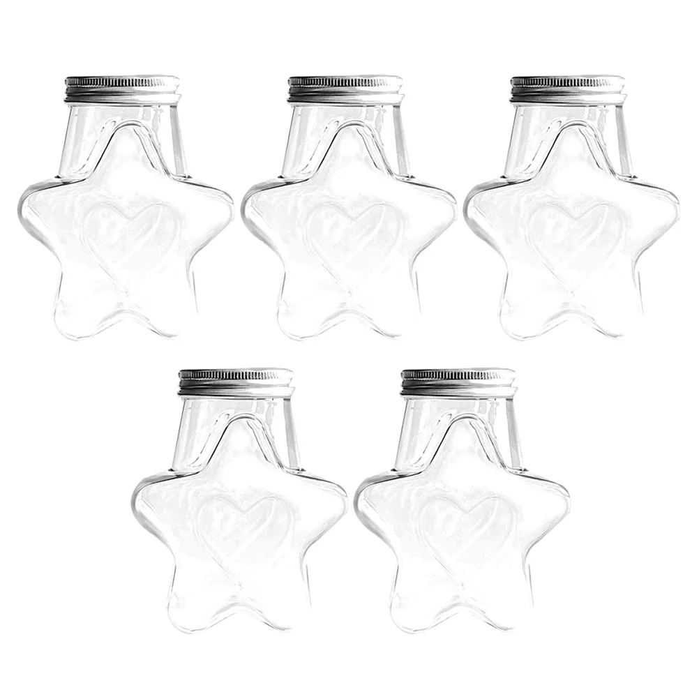 5 Pcs Juice Cold Drink Bottle Beverage Packing Bottles Glass Clear Plastic Aluminum Cap