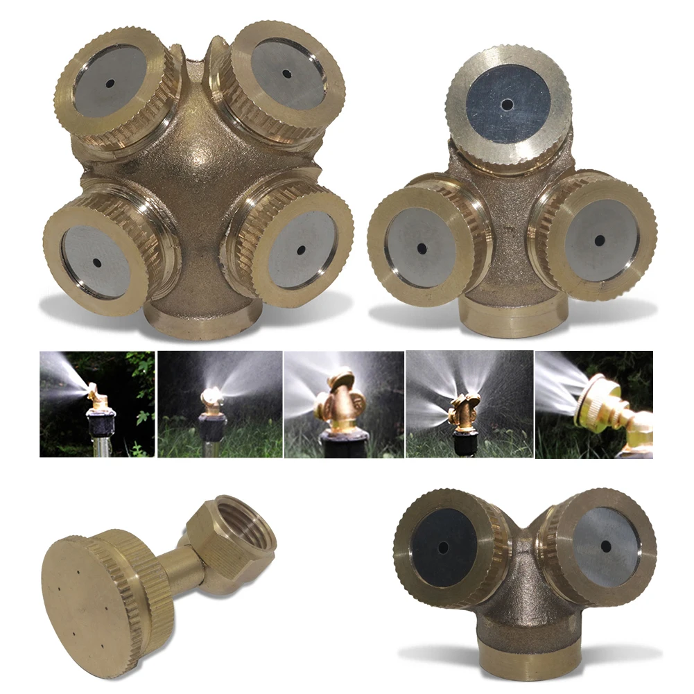 Farm Copper Atomizing Sprayer Nozzle Single/Double/Three/Four Nozzle Head Garden Lawn Irrigation Pesticide Spraying Sprinkler