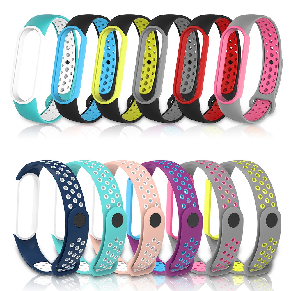 Uhrenarmbänder für Xiaomi Mi Band 7 6 NFC Smartwatch Miband7 Air-Loch Silikon Ersatzarmband auf Mi Band 6 5 4 3 8 Sportarmband