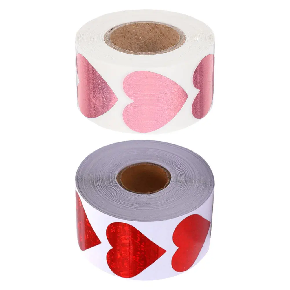 

2 рулона красных блестящих фольгированных этикеток в форме сердца, легко снимаемые, без остатка клея, для скрапбукинга, приглашений, заметок, дома и офиса