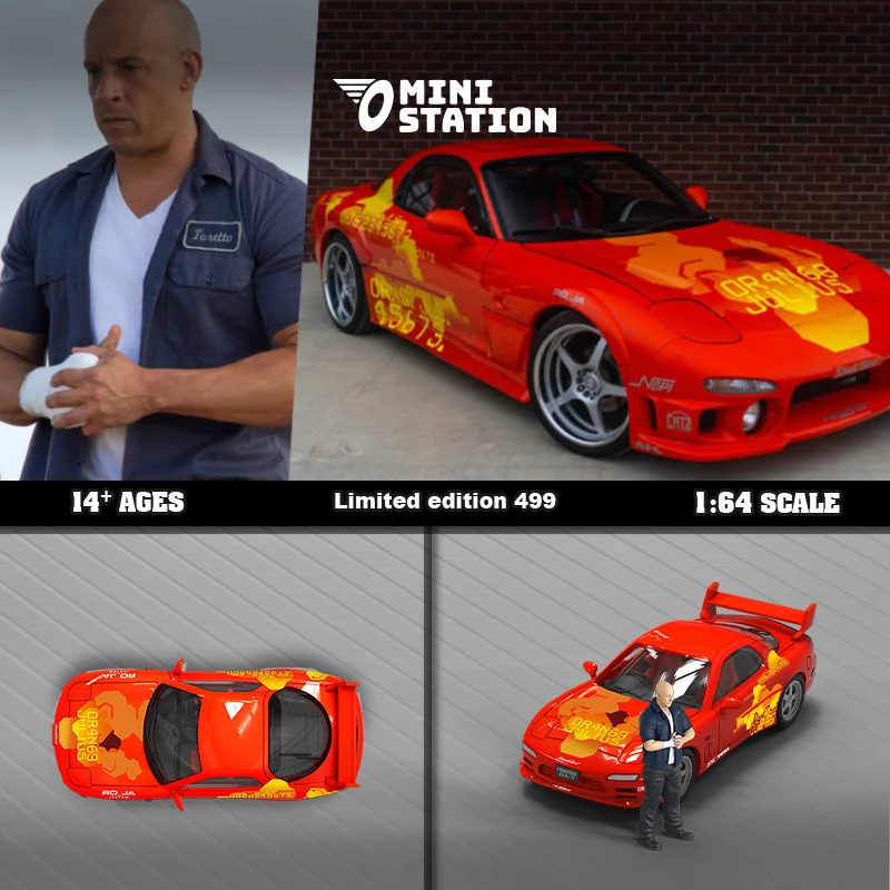 

MiniStation 1:64 RX-7 Orange Fast & Furious theme Painted alloy car model