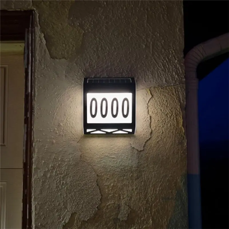 A21Q -Waterproof Street Sign Solar Digital House Light Number Wall Light Address Sign Number Plate Suitable For Garden Easy Inst