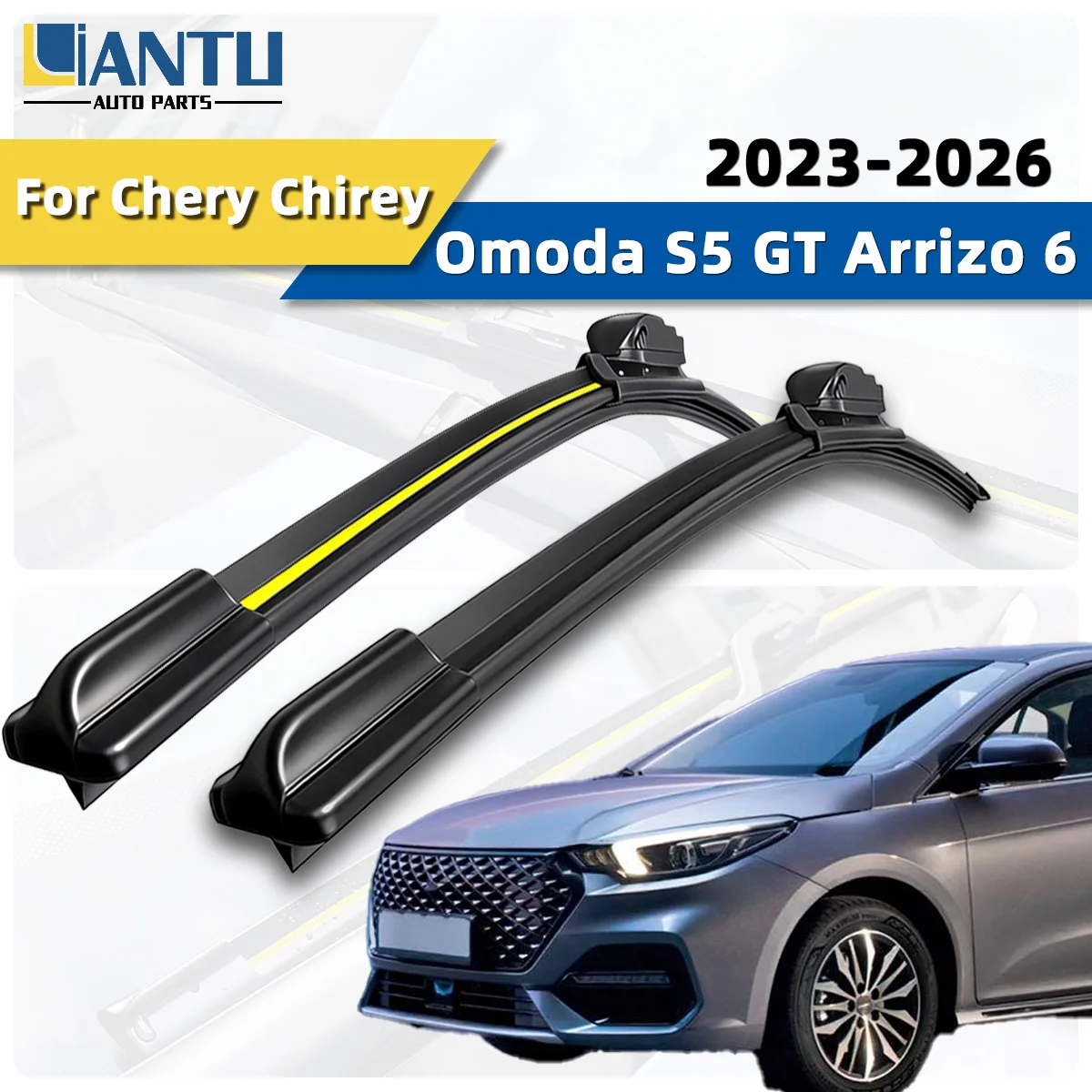 2 Stück Frontscheibenwischer passend für Chery Chirey Omoda S5 GT Arrizo 6 2023-2026, langlebig, hochwertig, geräuscharm, sanft im Betrieb.