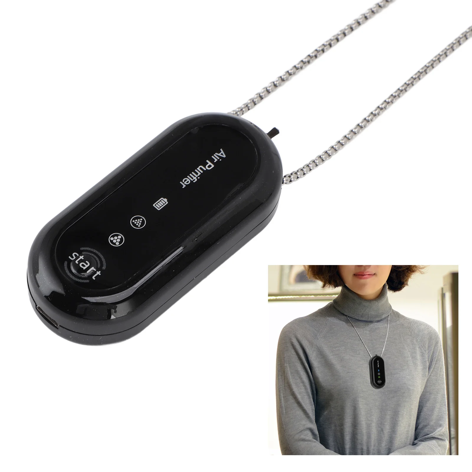 Rechargeable Personal Air Purifier Necklace Wearable Portable Negative Ion Air Purifier for Outdoor Travel