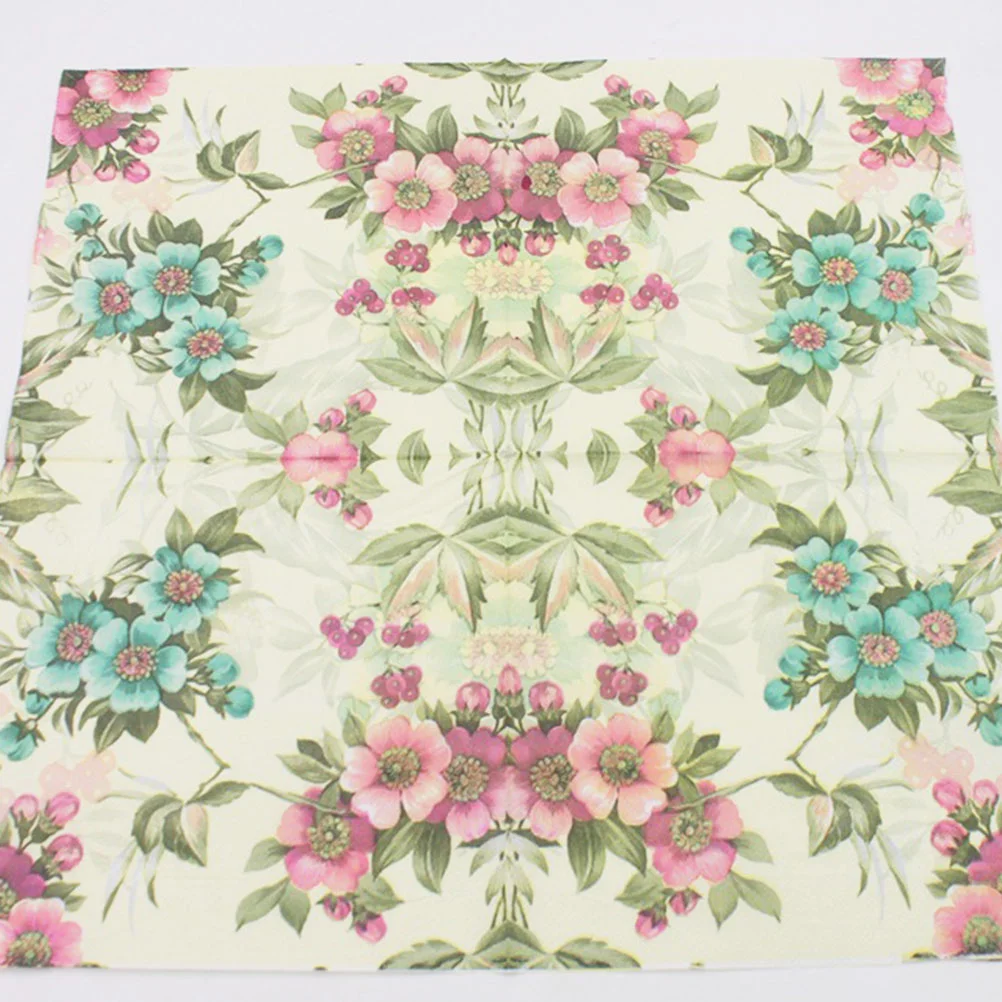 Lot de serviettes en papier, 20 pièces, mouchoirs qualifiée aux pour fête, motifs floraux, fournitures colorées