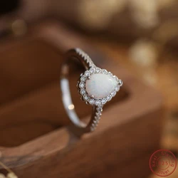 2023 popolare nuovo anello in argento Sterling 925 con goccia d'acqua con opale e zircone semplice anello di fidanzamento per feste in stile dolce per ragazze