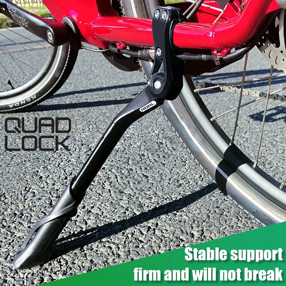 QUAD LOCK   Adjustable Bike Kickstand Aluminium Bicycle Kickstand Anti-Slip Durable Bike Side Support