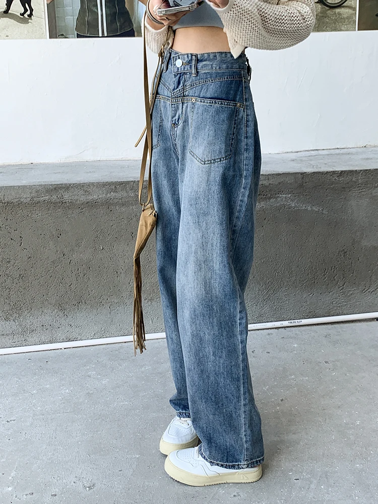 Stylish Hook Flower Hollow Out Embroidered Jeans Women 2023 Fashion High Waist Wide Leg Straight Denim Pants Streetwear y2k