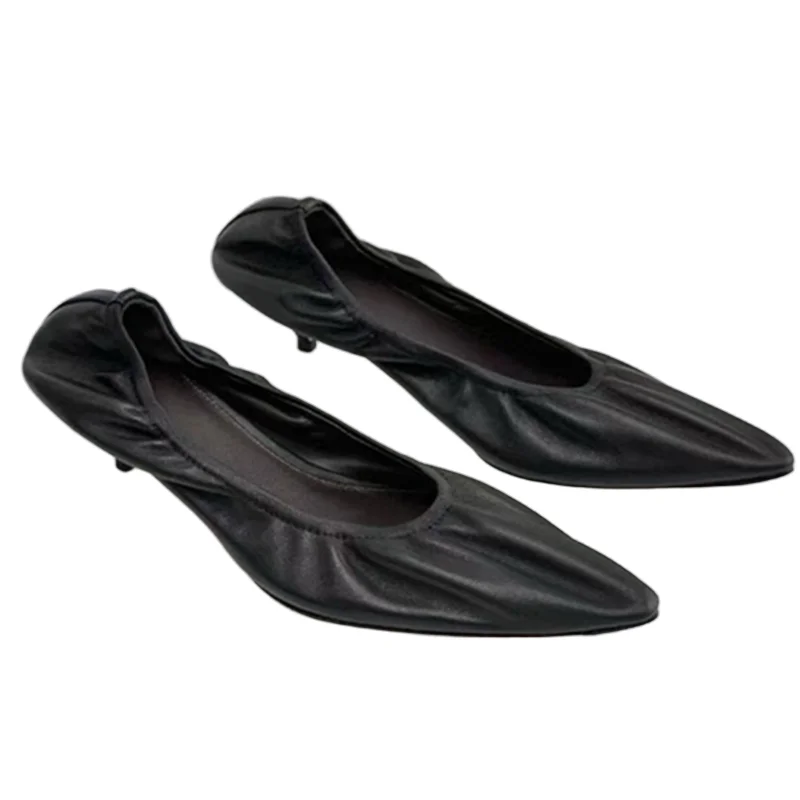

Withered French Office Ladies Commuter Vintage Kitten Heels Ballet Shoes Women Minimalist Women's High Heel Shoes Women