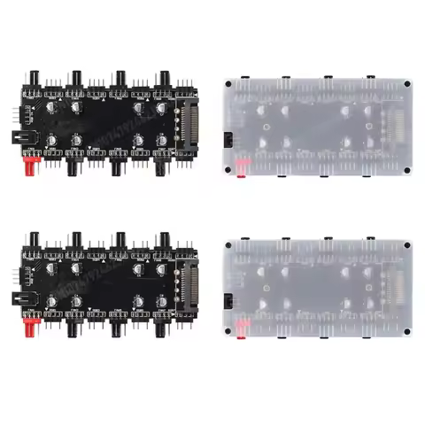 12V 4Pin/5V 3PIN Cooler Fan HUB Splitter SATA Power Supply ARGB/RGB PWM Fan Hub Addressable RGB Lighting PCB Splitter with Cable