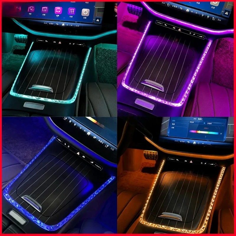 Pour Mercedes Benz Classe E E260 E300 W214, cadre lumineux en cristal pour le panneau de commande central, accessoires de modification intérieure