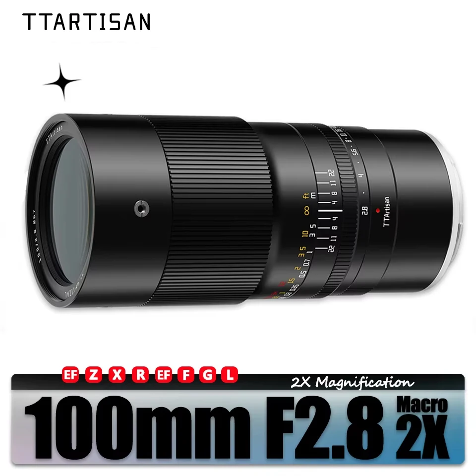 TTARTISAN 100mm F2.8 Macro 2x Lens for Insect Photography with Sony E Fuji XF GFX Canon RF EF Nikon Z F L Mount Z6 XT100