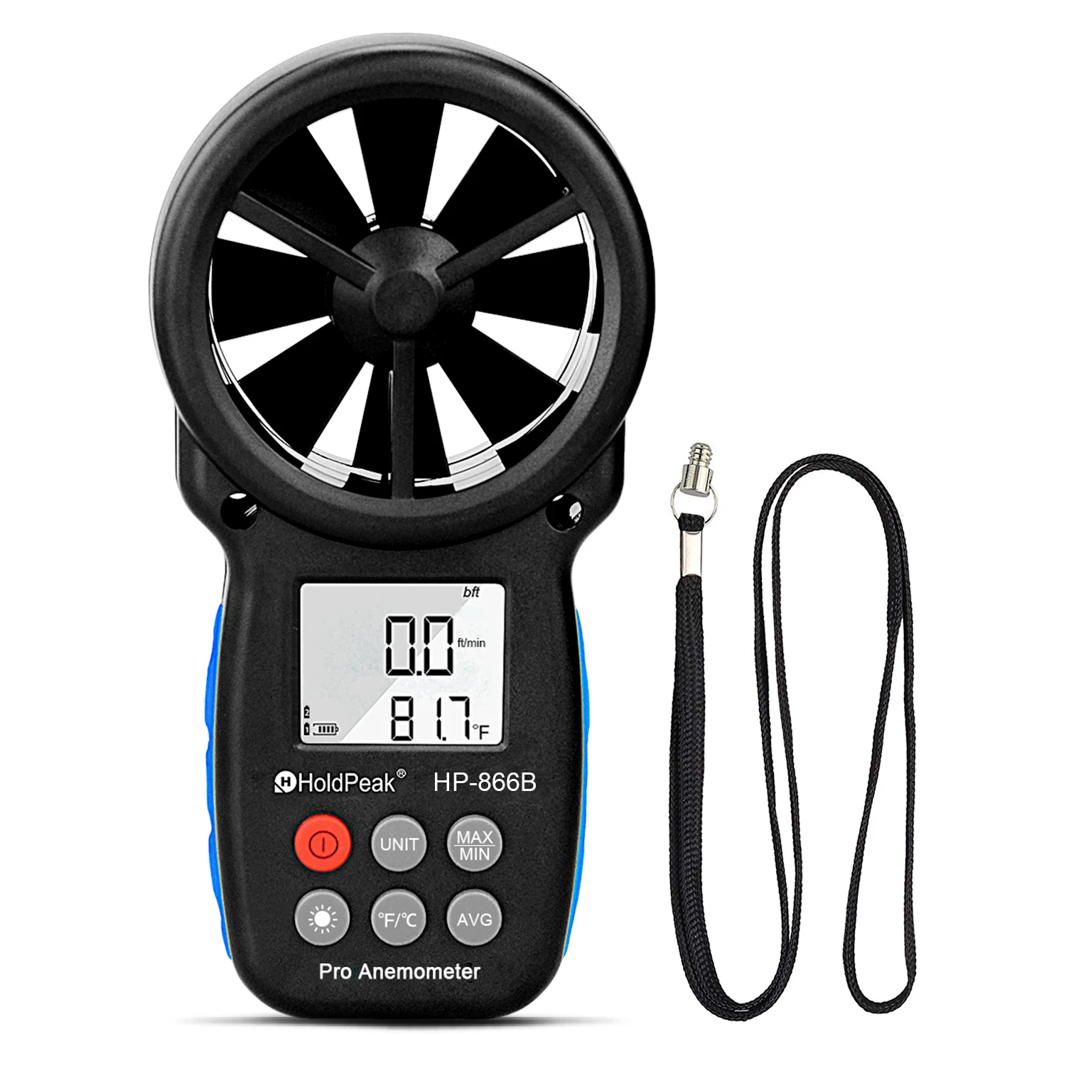 HoldPeak HP-866B Digital Anemometer Wind Speed Meter Measures Wind Speed Temperature HP-877 Handheld Wind Meter Test Humidity