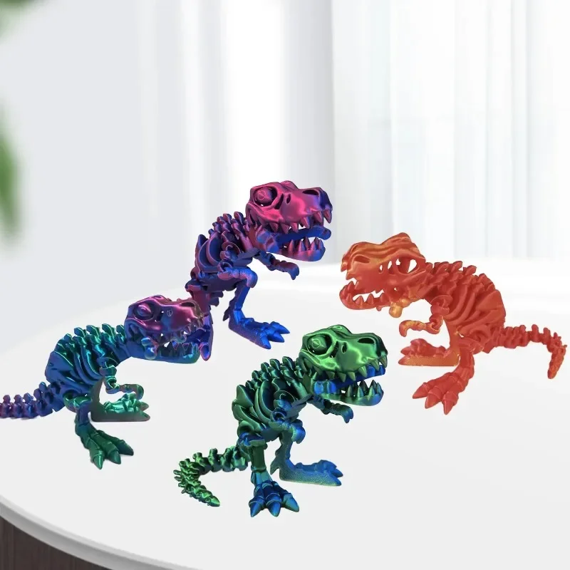 3D Printed Fidget Toy Rotatable Articulated Skeleton Tyrannosaurus Rex Skeleton Dinosaur Model Gift for Kids with for Birthdays